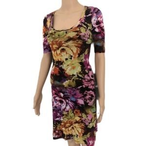 KAREN KANE Unique Floral Lined Mesh Bodycon Dress New Condition